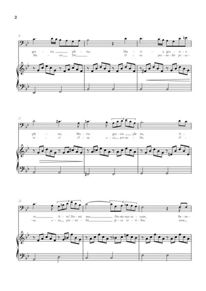 Schubert Ave Maria in B flat major [Bb] • baritone voice sheet music with easy piano accompaniment image number null