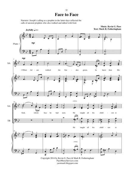 Face to Face (Speaking to God) - SATB choir with piano accompaniment image number null