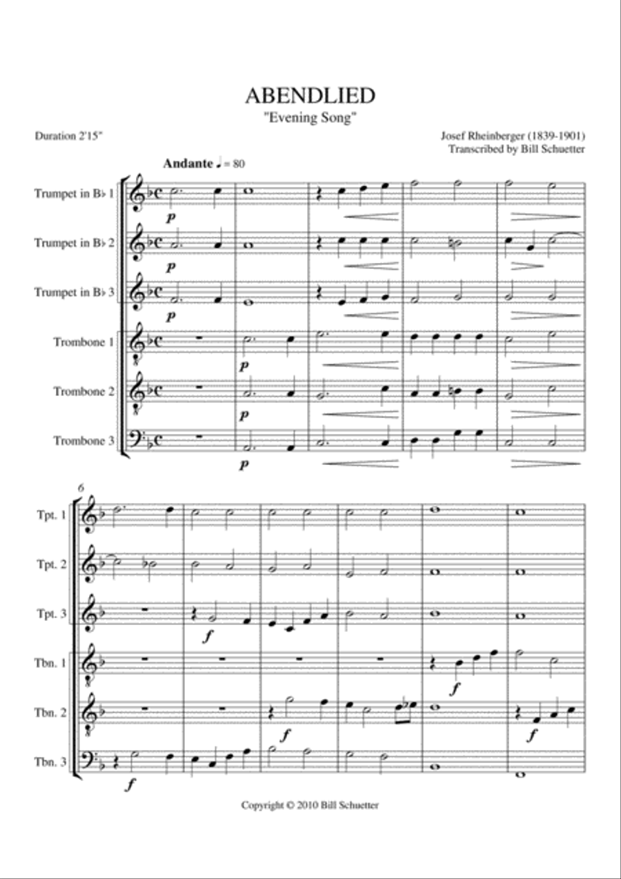 Abendlied Chamber Music scores gallery preview page 1
