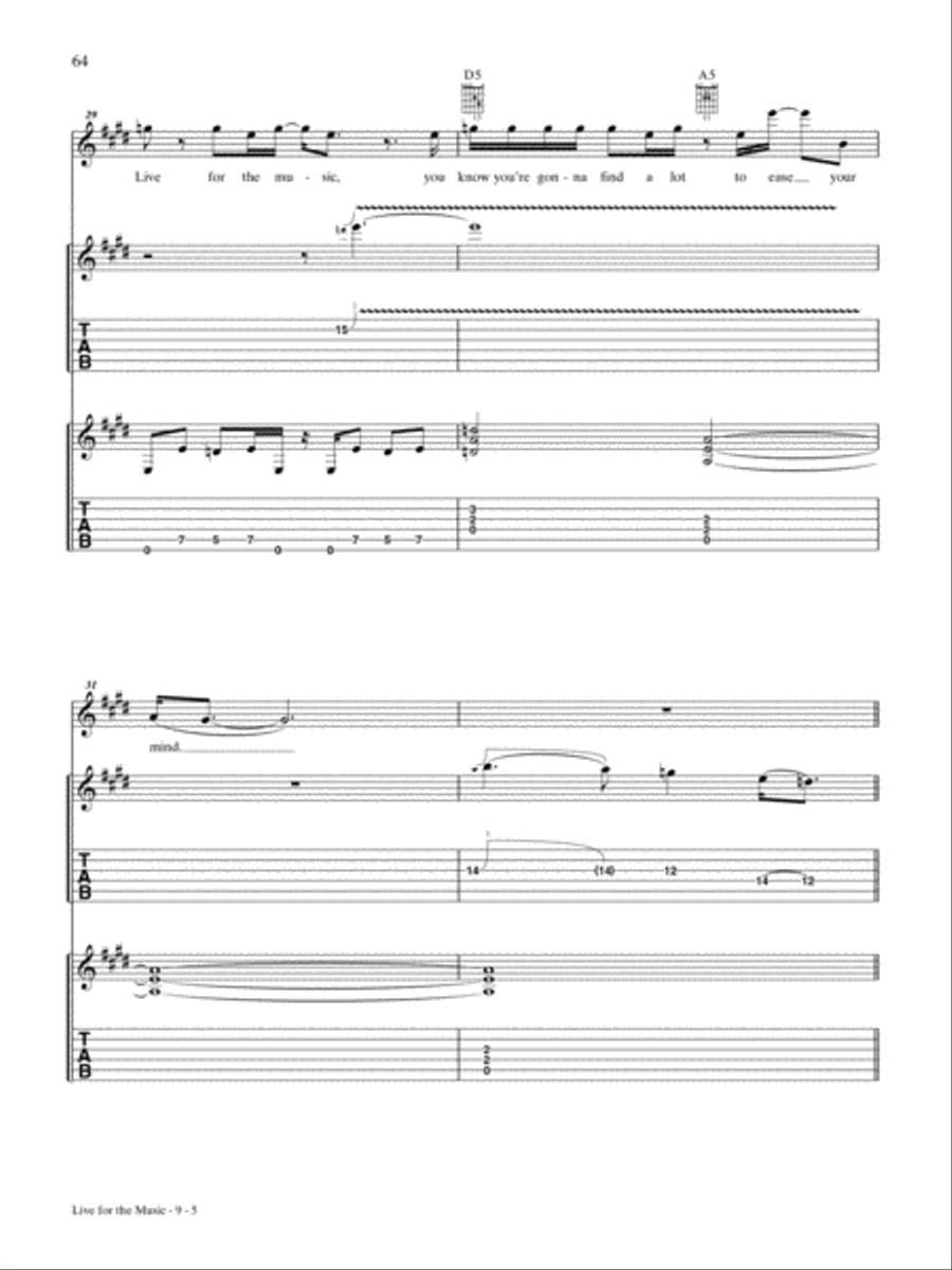 Live for the Music Guitar Tablature scores gallery preview page 5