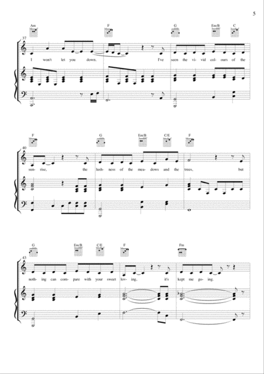 I Won't Let You Down - Vocal, Piano, Guitar (chords only) Small Ensemble scores gallery preview page 5