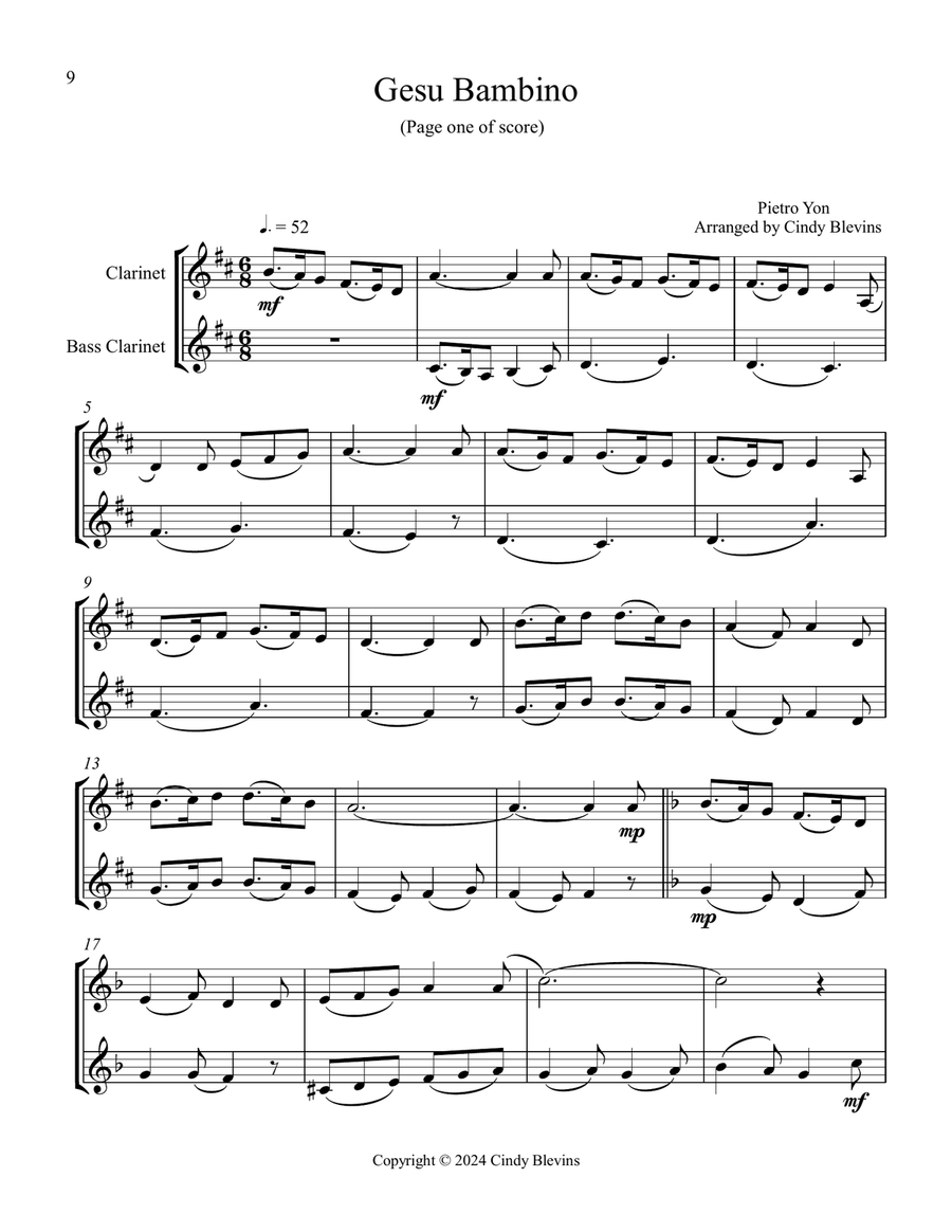 Clarinet and Bass Clarinet for Christmas, Vol. III (12 arrangements) Clarinet Duet scores gallery preview page 2