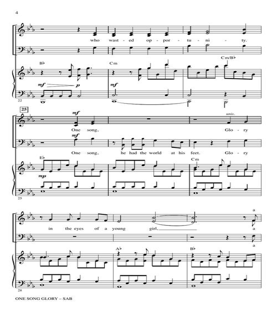 One Song Glory (from Rent) 3-Part scores gallery preview page 4