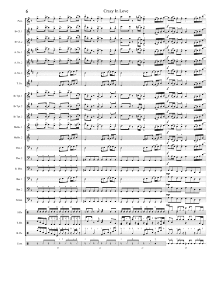 Crazy In Love Marching Band scores gallery preview page 6