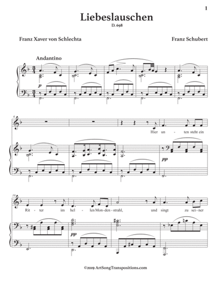 SCHUBERT: Liebeslauschen, D. 698 (transposed to F major)