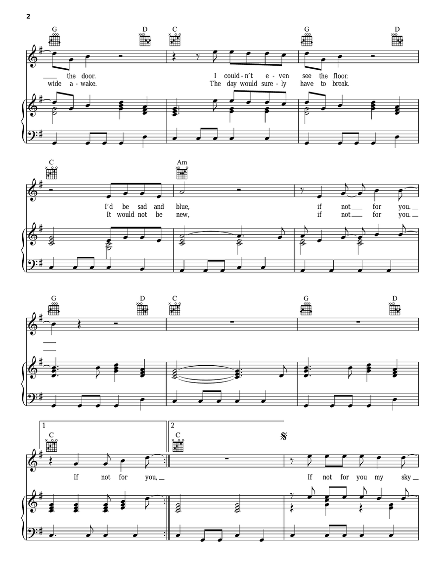 If Not For You Piano, Vocal, Guitar scores gallery preview page 2