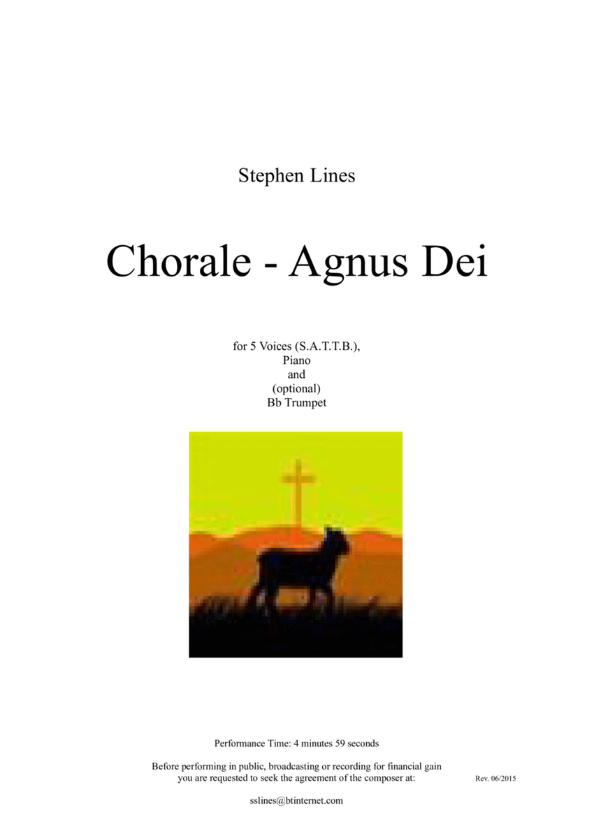 Agnus Dei for 5 Voices (SATTB), Piano and (optional) Bb Trumpet image number null