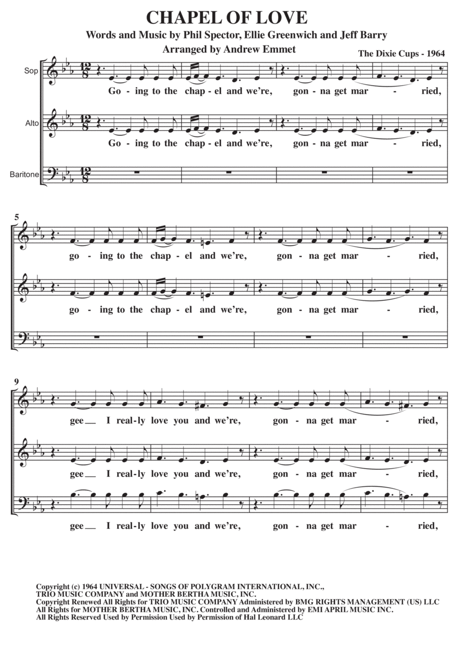 Chapel Of Love 3-Part scores gallery preview page 1