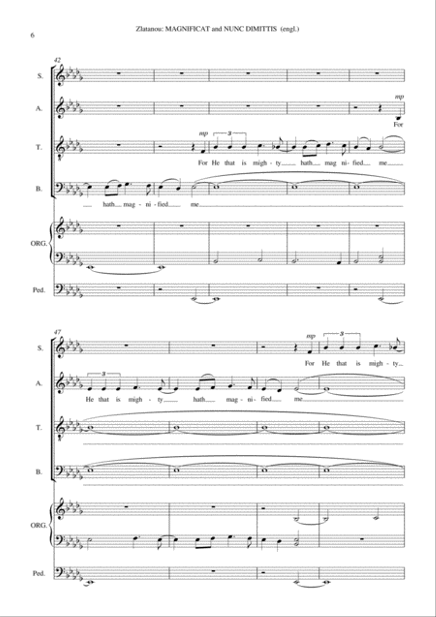 MAGNIFICAT and NUNC DIMITTIS for SATB Choir and Organ