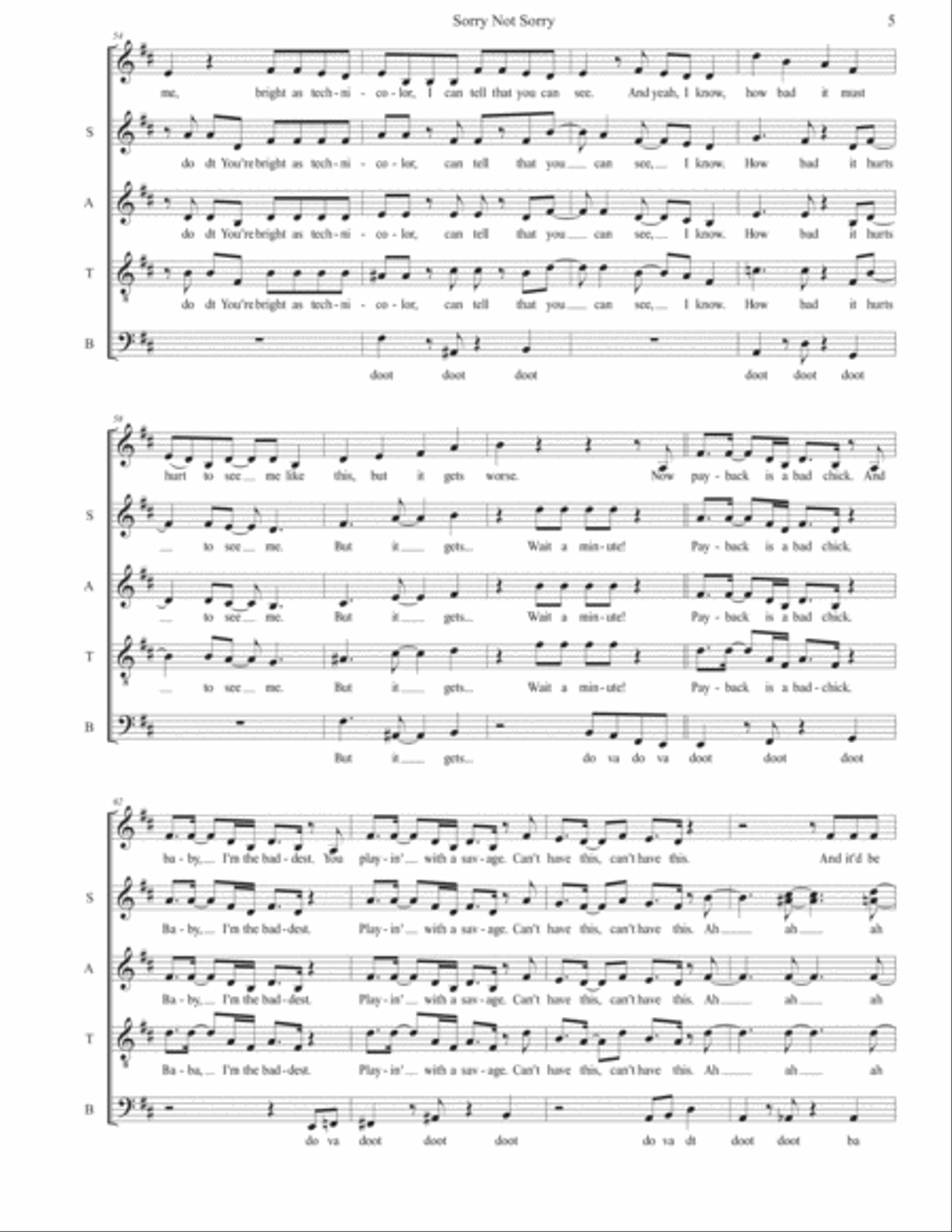 Sorry Not Sorry 4-Part scores gallery preview page 5