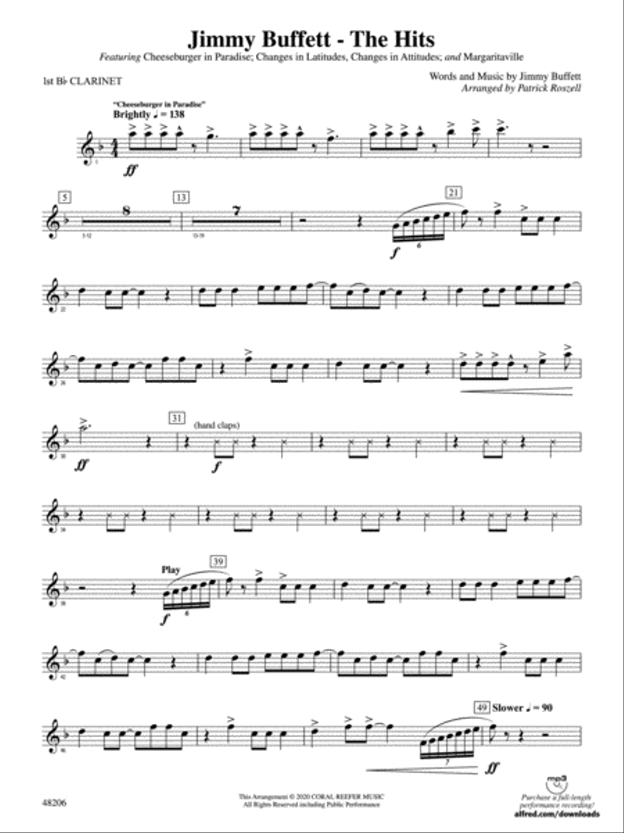 Jimmy Buffett--The Hits: 1st B-flat Clarinet Concert Band scores gallery preview page 1