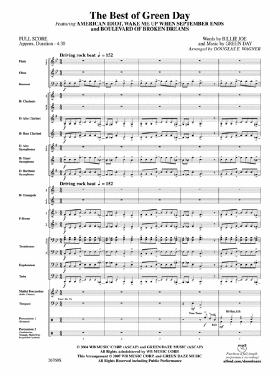 The Best of Green Day Concert Band scores gallery preview page 2