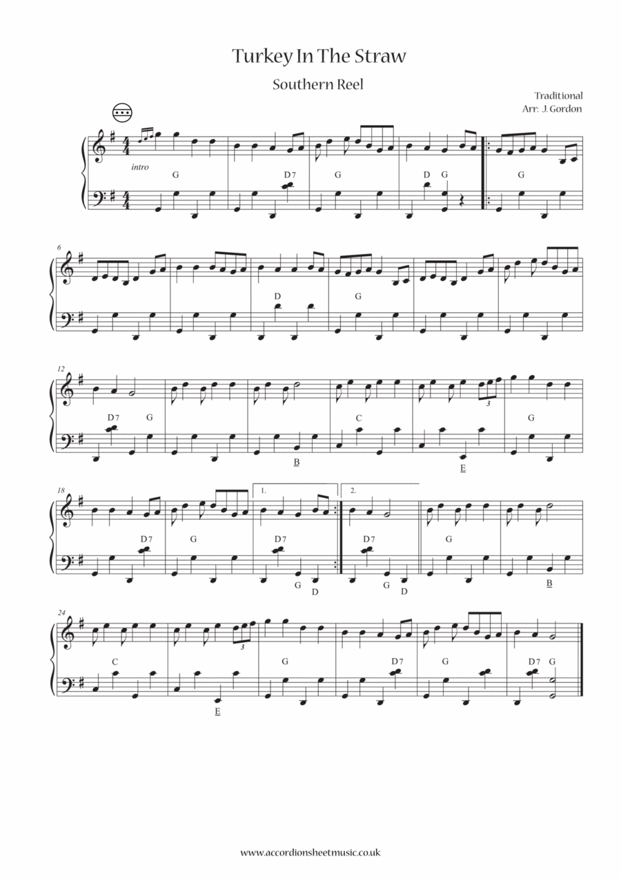 Turkey In The Straw Turkey In The Straw Accordion scores gallery preview page 1