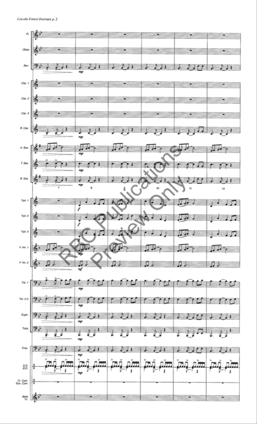Lincoln Forest Overture (Score) Concert Band scores gallery preview page 5