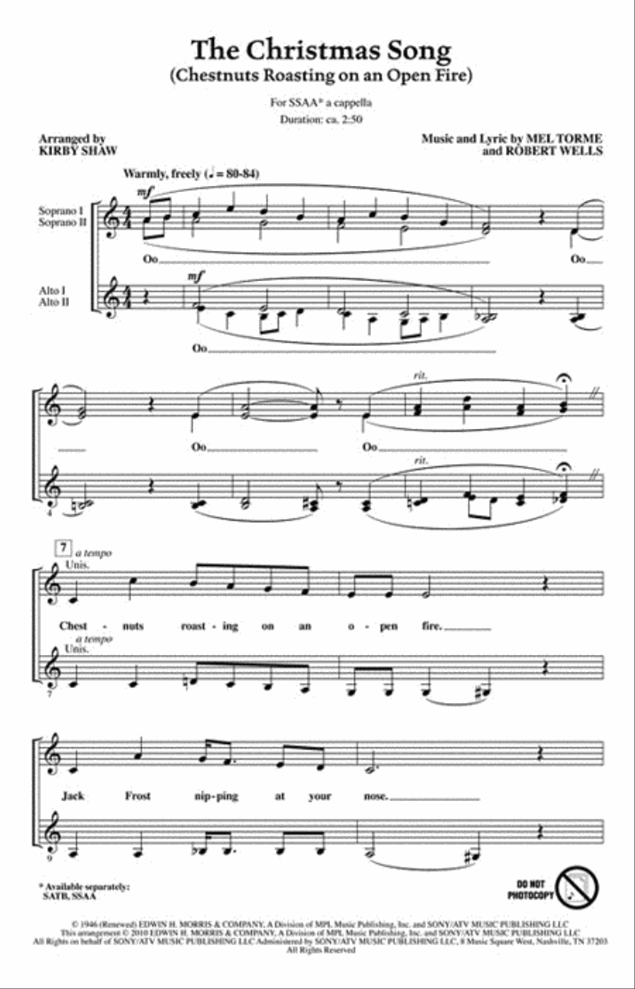 The Christmas Song (Chestnuts Roasting on an Open Fire) SSAA scores gallery preview page 2