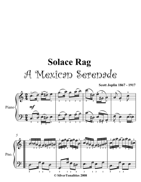Solace Rag Elementary Piano Sheet Music