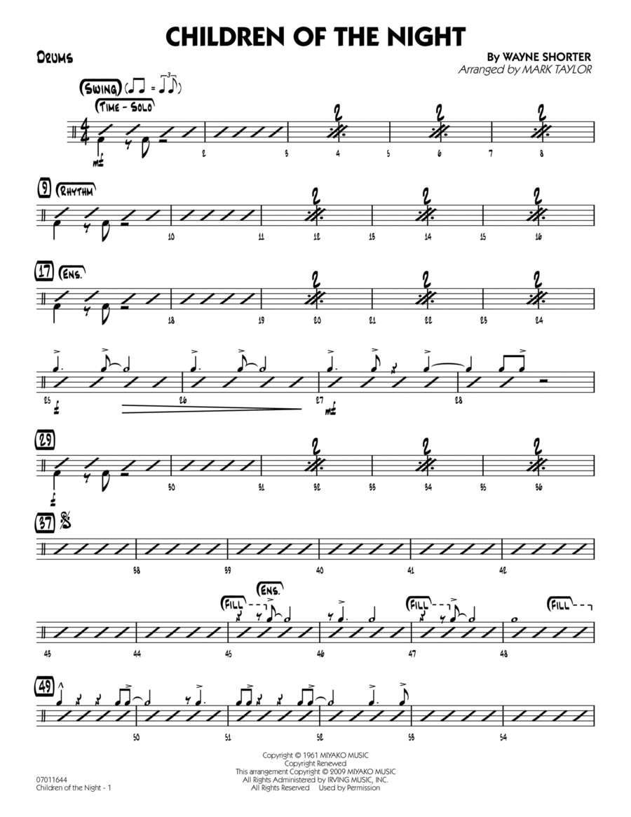 Children of the Night - Drums Drums scores gallery preview page 1