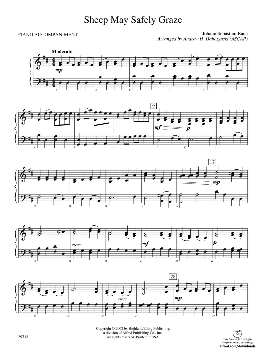 Sheep May Safely Graze: Piano Accompaniment