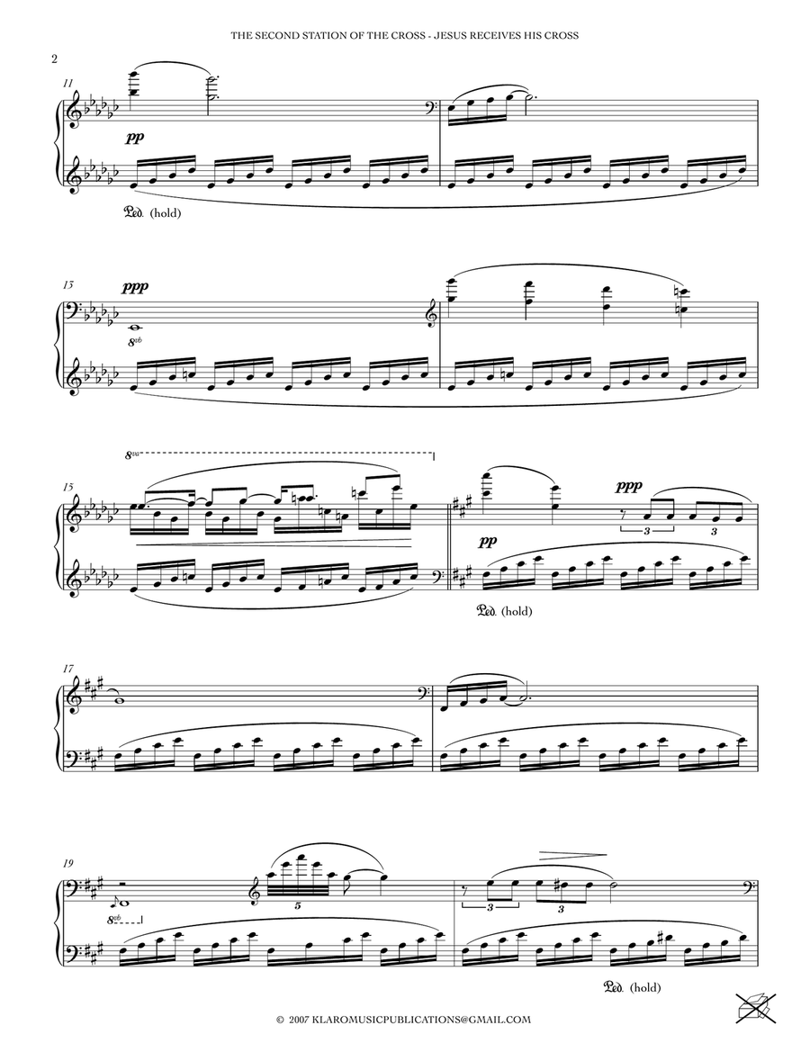 THE SECOND STATION OF THE CROSS - JESUS RECEIVES HIS CROSS Piano Solo scores gallery preview page 2