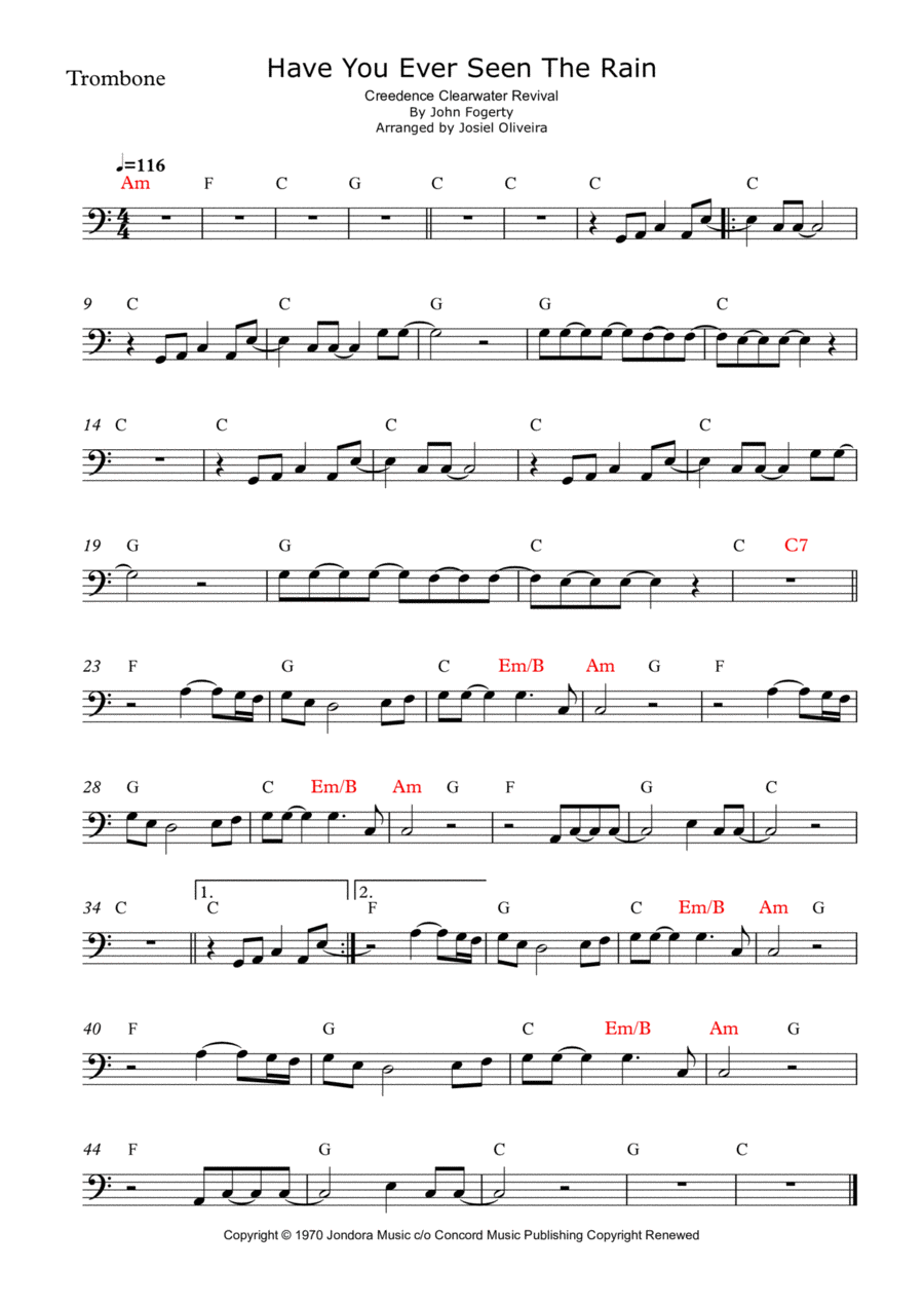 Have You Ever Seen The Rain? Easy Piano scores gallery preview page 1