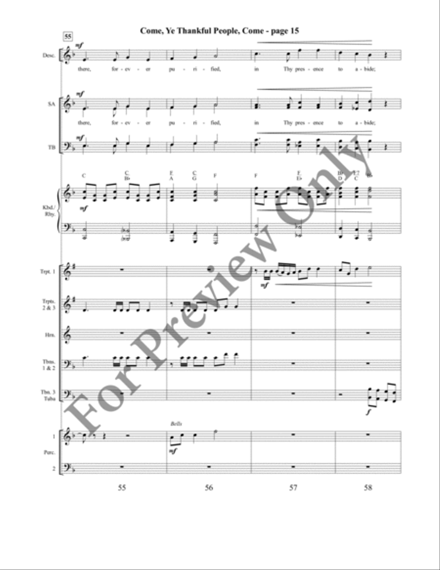 Come, Ye Thankful People, Come Orchestraton Brass Ensemble scores gallery preview page 17