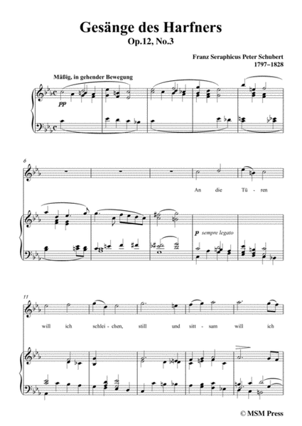 Schubert-An die Türen will ich schleichen Op.12 No.3 in c minor,for voice and piano image number null