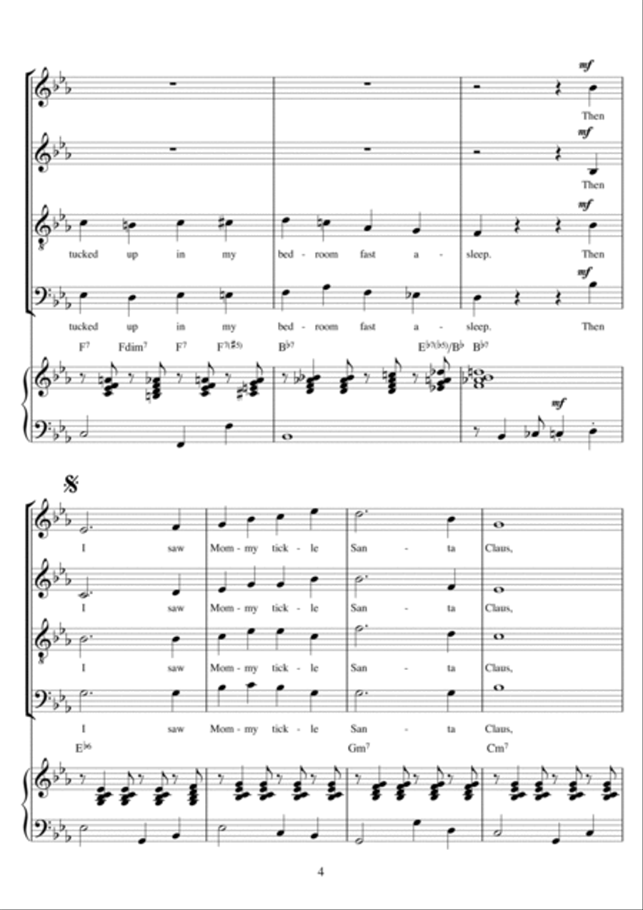 I Saw Mommy Kissing Santa Claus (arr. Berty Rice) 4-Part scores gallery preview page 4