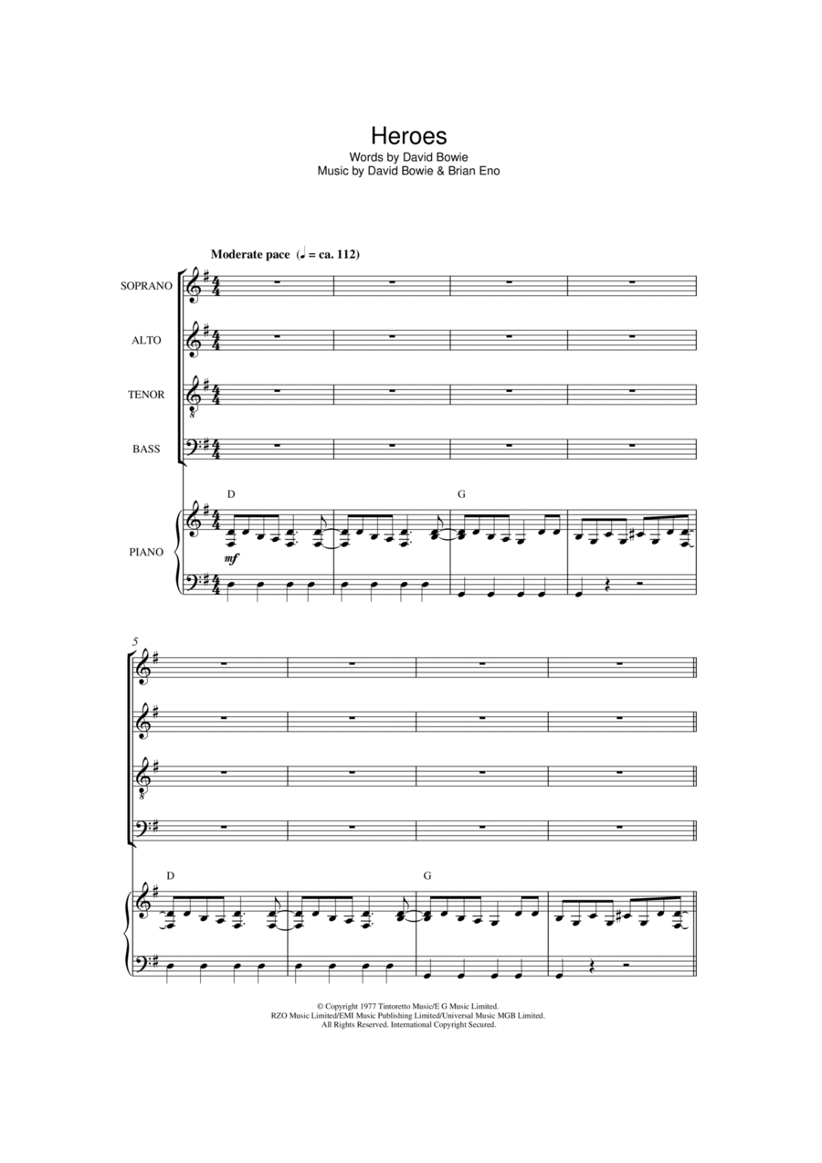 Heroes (arr. Barrie Carson Turner) 4-Part scores gallery preview page 1
