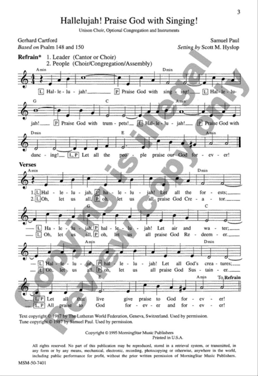 Hallelujah! Praise God with Singing Unison Choir scores gallery preview page 3