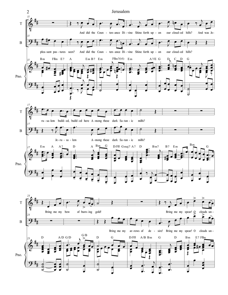 Jerusalem (Duet for Tenor and Bass Solo) Tenor Voice scores gallery preview page 2