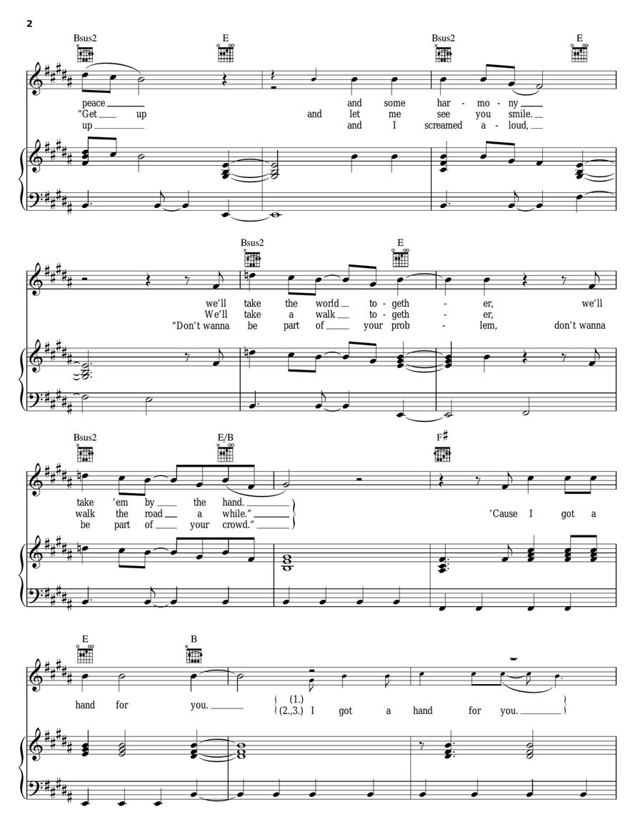 Hold My Hand Piano, Vocal, Guitar scores gallery preview page 2