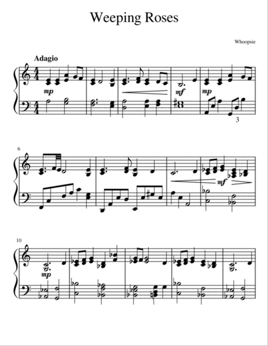 Weeping Roses Piano Solo scores gallery preview page 1