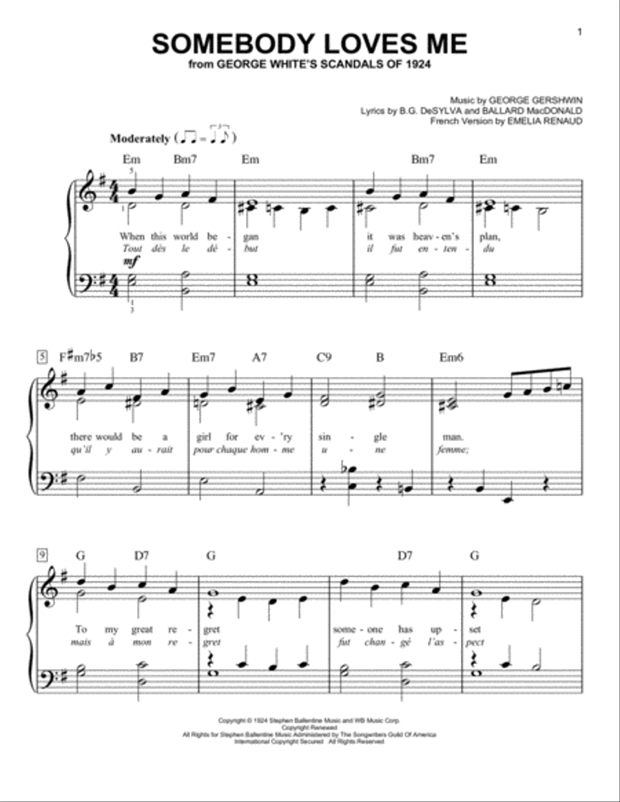 Somebody Loves Me Easy Piano scores gallery preview page 1