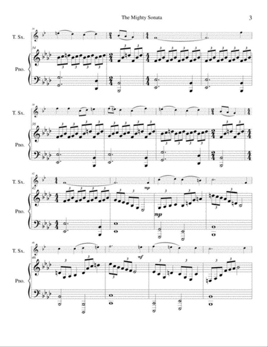 (I Sing The Mighty Power Of God & A Mighty Fortress Is Our God) The Mighty Sonata - Tenor Saxophone Tenor Saxophone scores gallery preview page 4