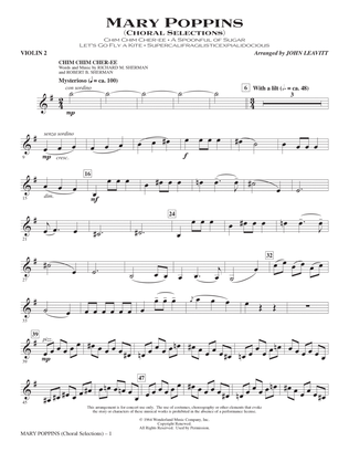 Book cover for Mary Poppins (Choral Selections) (arr. John Leavitt) - Violin 2