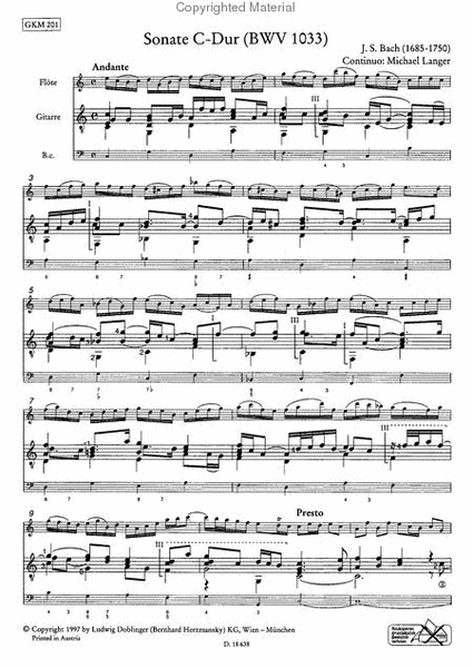 4 Sonaten (in C-Dur, e-moll, E-Dur und Es-Dur)