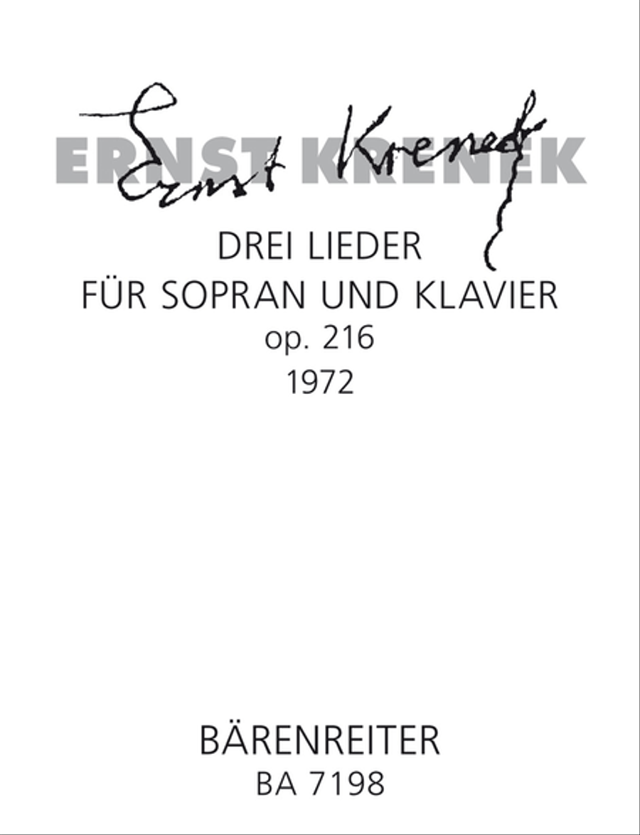 Drei Lieder for Soprano and Piano op. 216 Soprano Voice scores gallery preview page 1