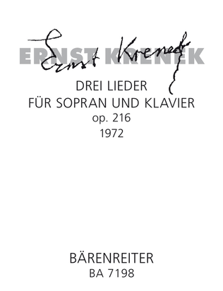 Drei Lieder for Soprano and Piano op. 216