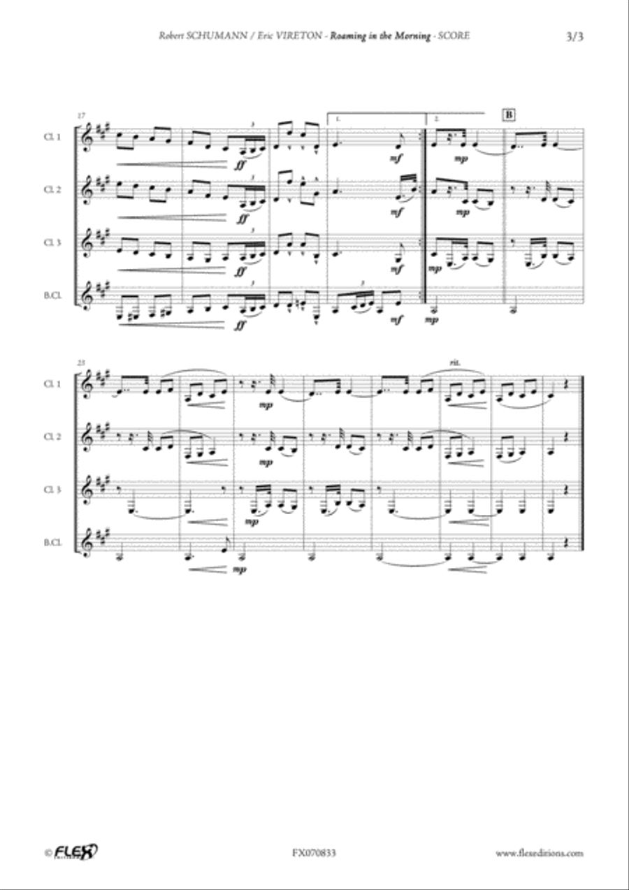 Roaming In The Morning from Album for the Young Opus 68 No. 17 Clarinet Quartet scores gallery preview page 3