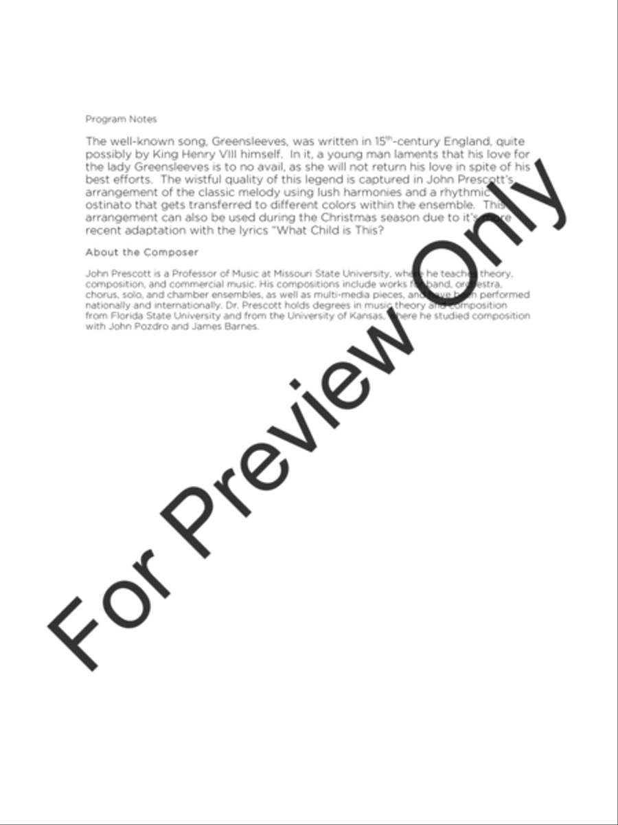 The Legend Of Greensleeves (Score) Concert Band scores gallery preview page 3