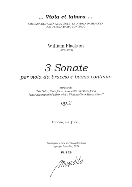 3 Viola Sonatas from op. 2 (London, senza anno [1770])