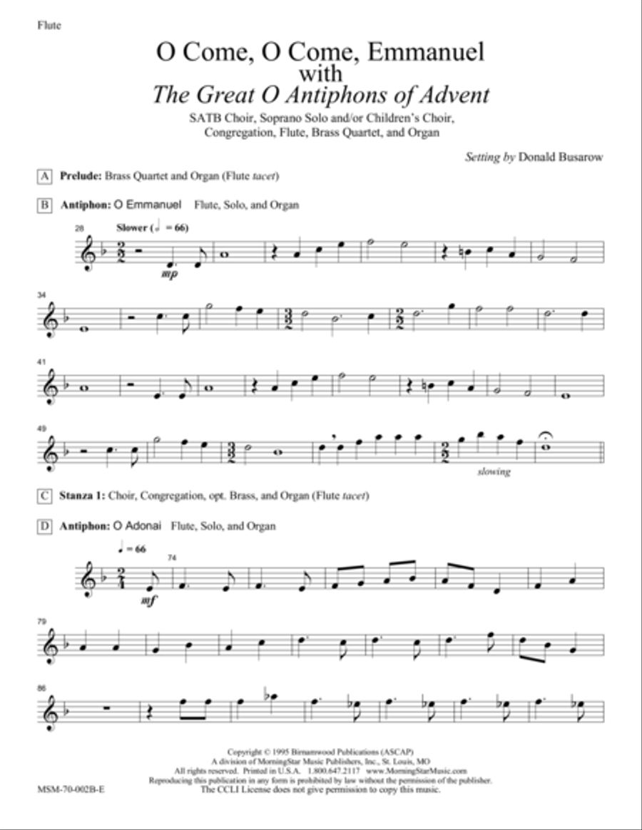 The Great O Antiphons of Advent O Come, O Come, Emmanuel Choir scores gallery preview page 1