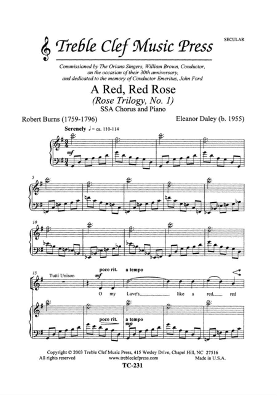 1. A Red, Red Rose SSA scores gallery preview page 1