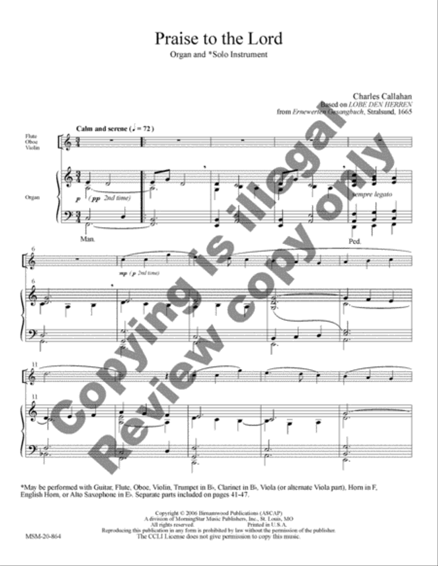 Four Chorale Meditations for Organ and Solo Instrument Organ scores gallery preview page 15