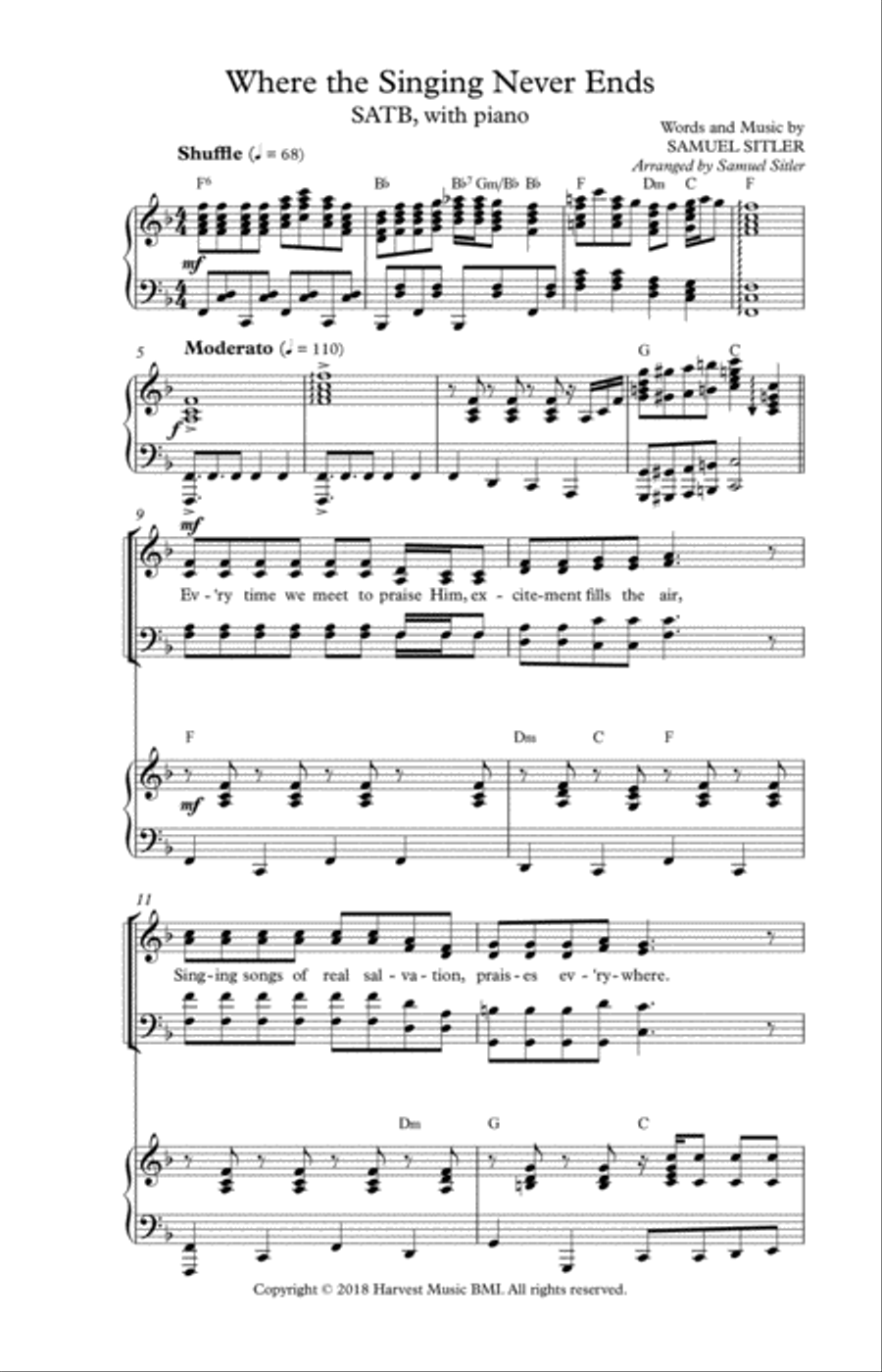 Where the Singing Never Ends 4-Part scores gallery preview page 2