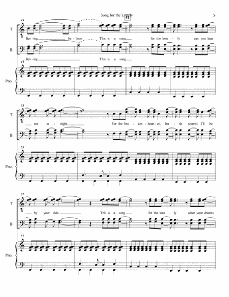 Song For The Lonely TTBB scores gallery preview page 5