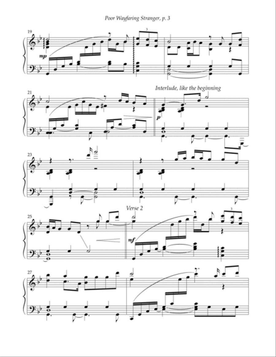 Poor Wayfaring Stranger Piano Solo scores gallery preview page 4
