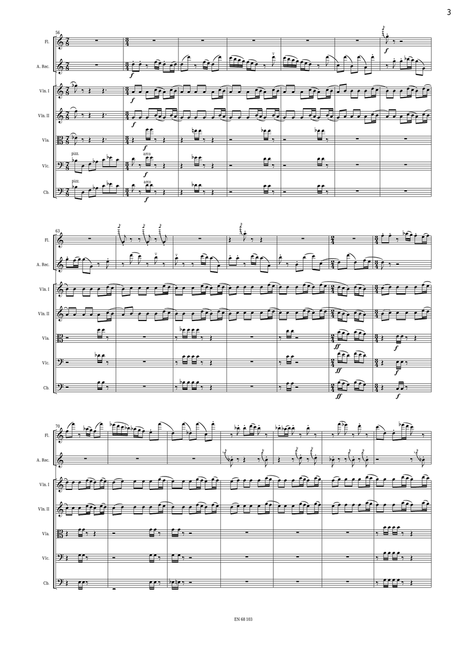 Concierto para Flauta Dulce Contralto, Flauta Traversa y Cuerdas / Concerto for Alto Recorder, Flute String Orchestra scores gallery preview page 5