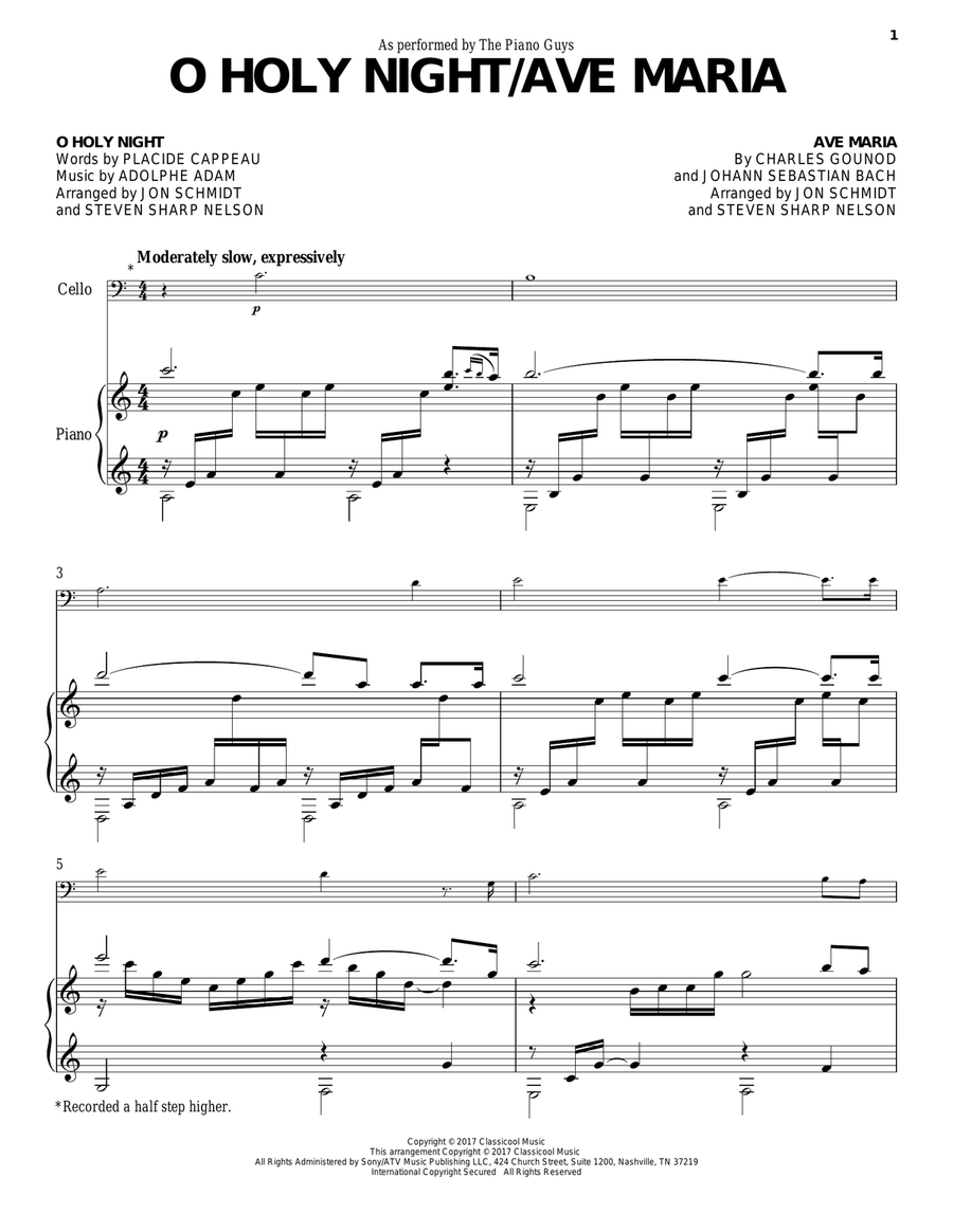 O Holy Night/Ave Maria Piano scores gallery preview page 1
