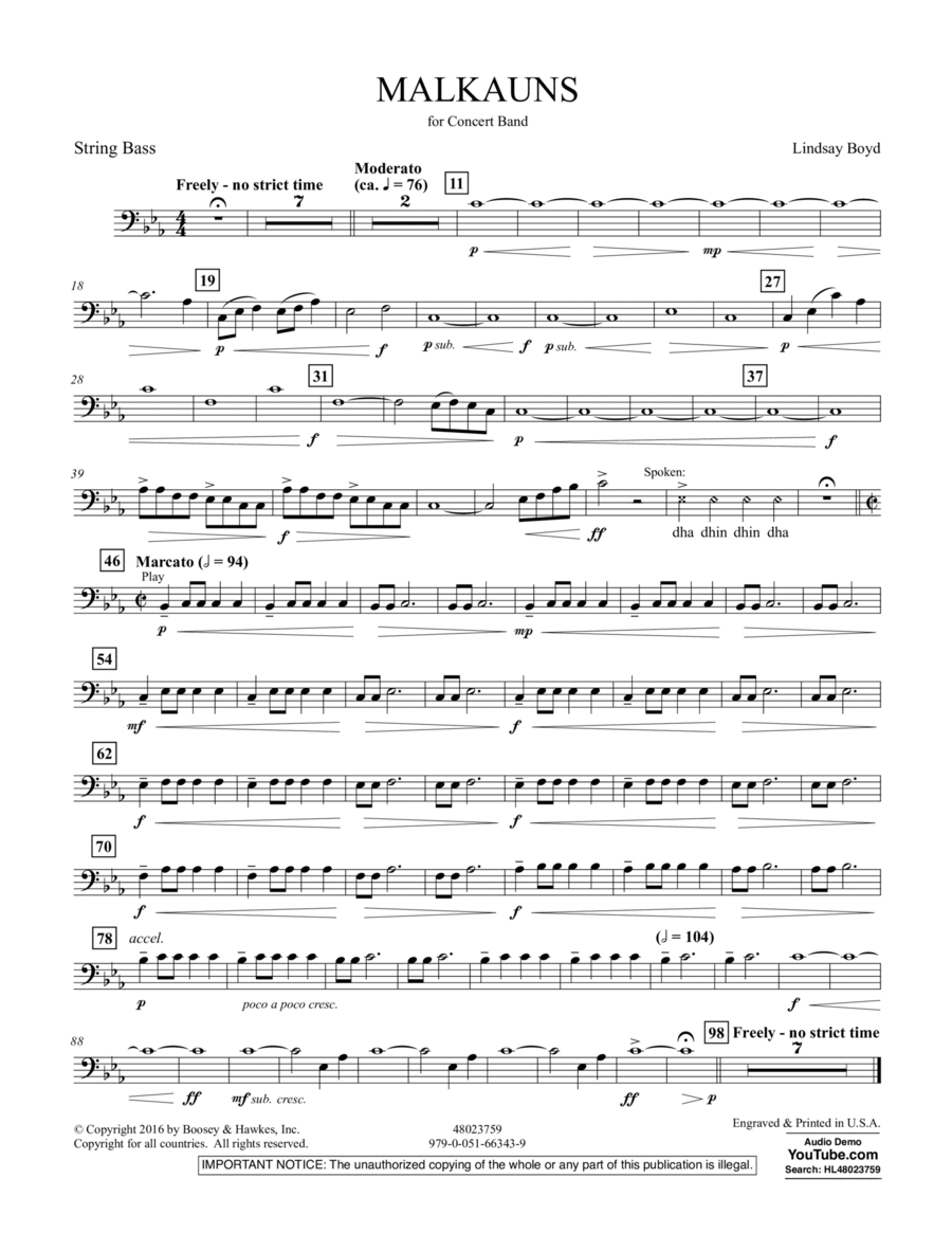 Malkauns - String Bass Malkauns - String Bass Double Bass scores gallery preview page 1